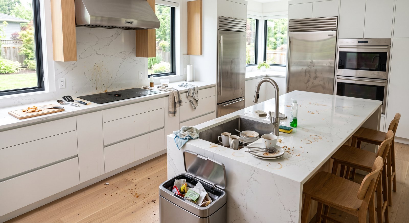Kitchen Dirty Before Santos Shine